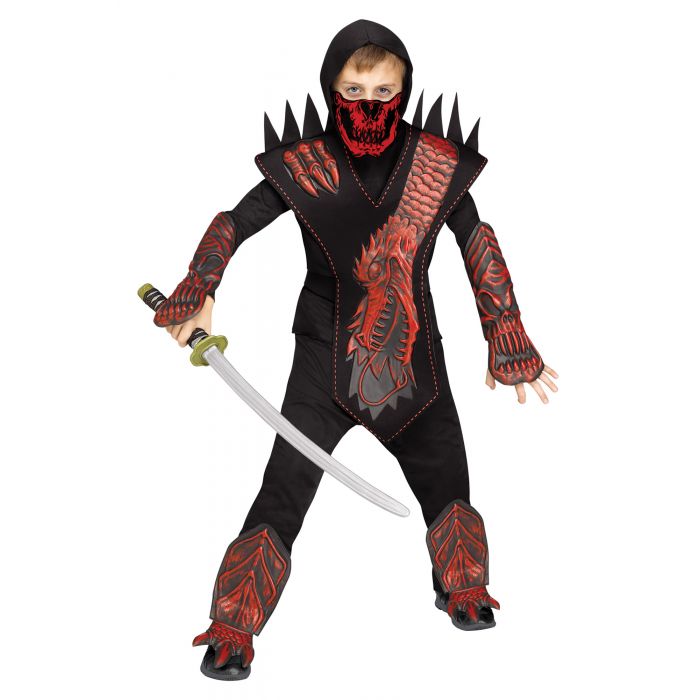 Disfraz ninja rojo dragón niño