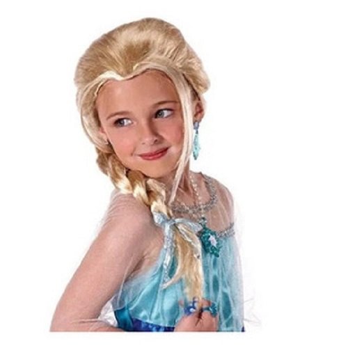 Peluca Lisa Rubia Con Trenza Elsa Frozen Talla Unica Niña