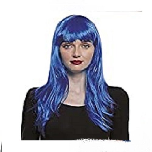 Peluca Lisa Larga Azul Talla Unica Adulto