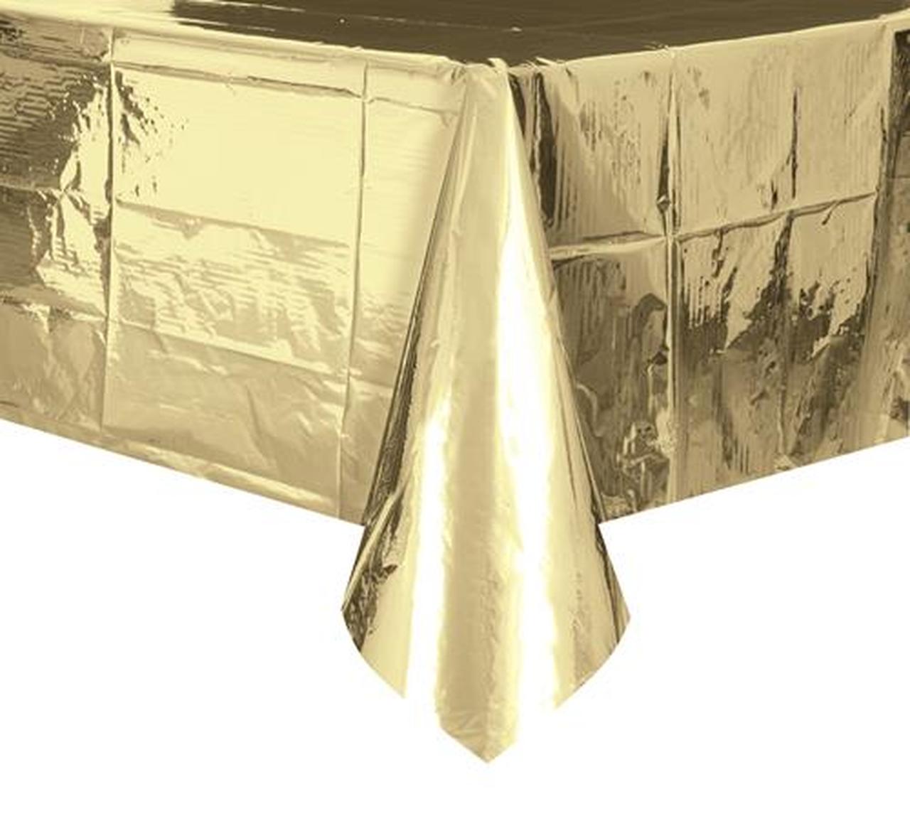 Mantel Plástico Rectangular Dorado Metalizado