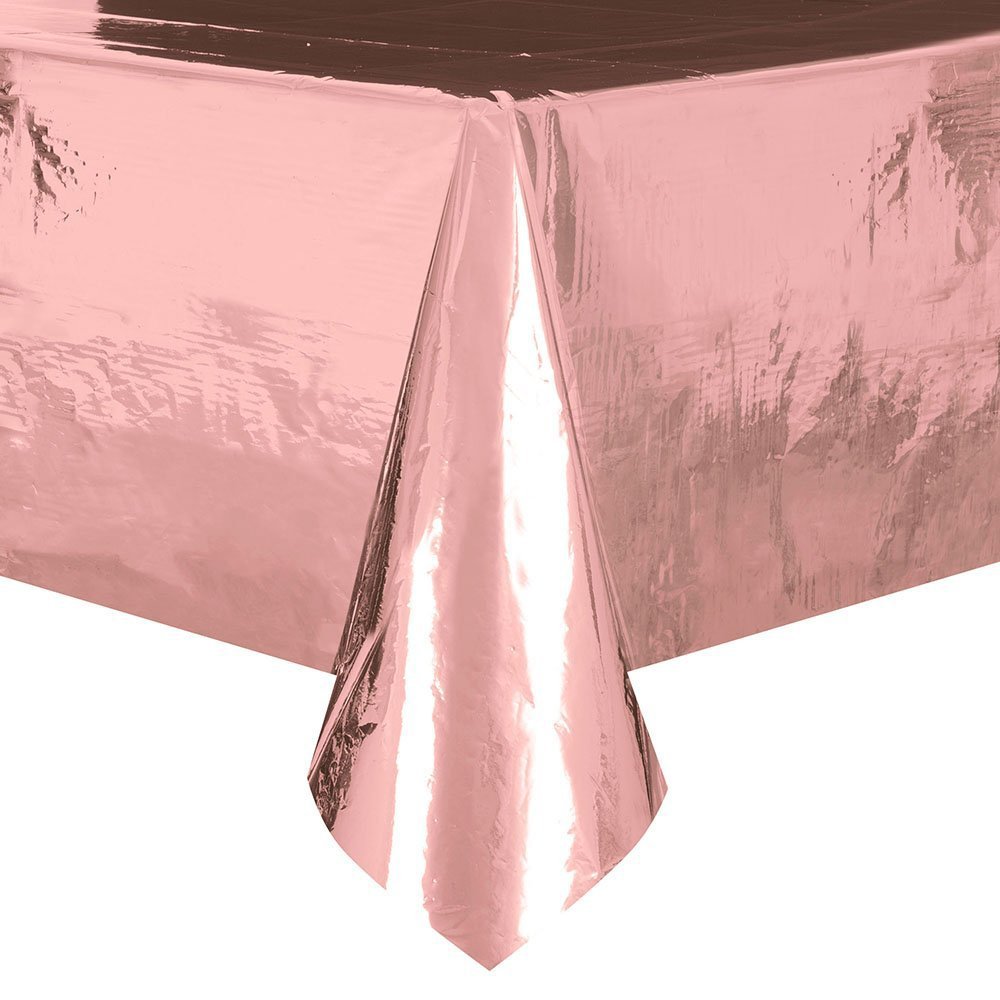 Mantel Plástico Rectangular Oro Rosado Metalizado