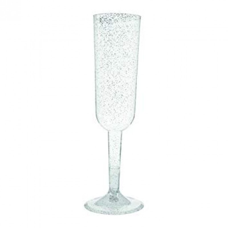 Copas Plásticas de Champagne Escarchada Plateada