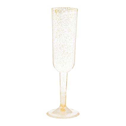 Copas Plásticas de Champagne Escarchada Dorada