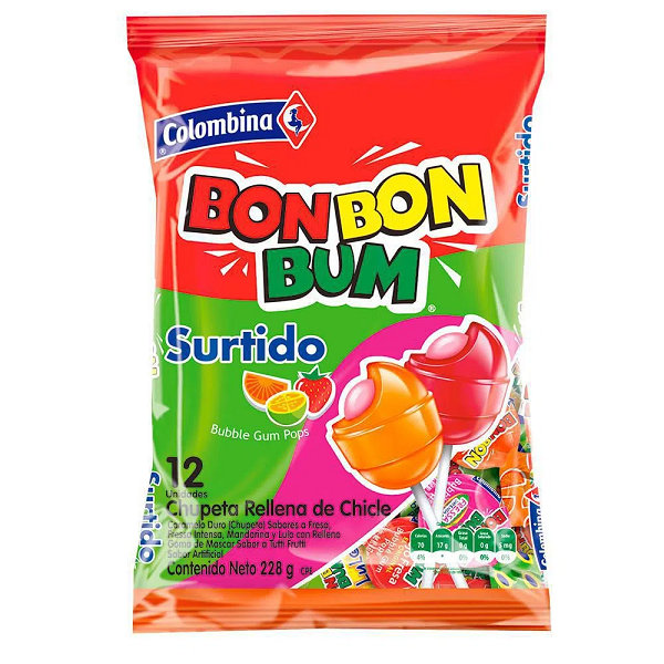 Chupetas Bon Bon Bum Surtido 24 unidades