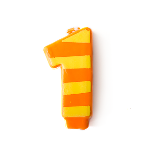 Vela Número 1 Naranja con Amarillo