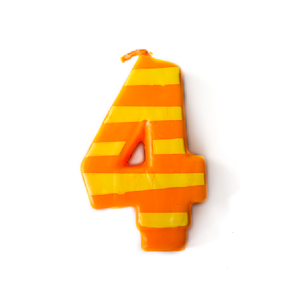 Vela Número 4 Naranja con Amarillo