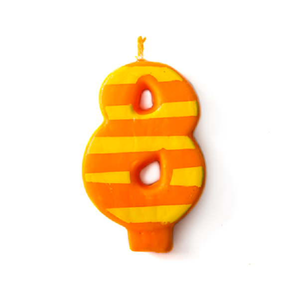 Vela Número 8 Naranja con Amarillo