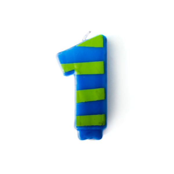 Vela Número 1 Azul con Verde 