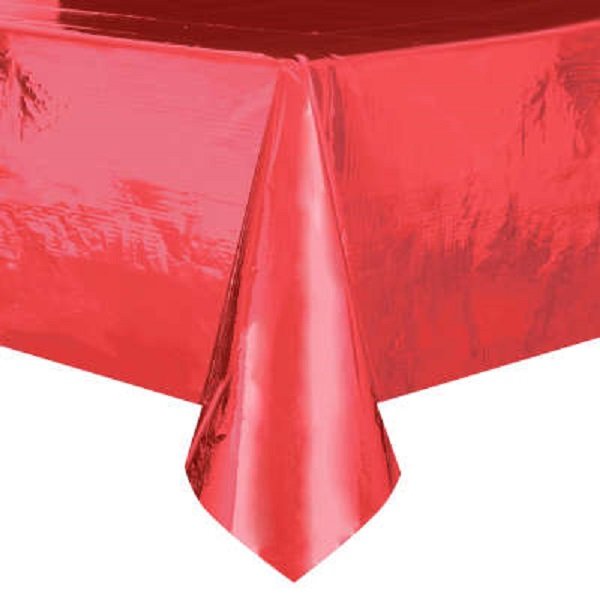 Mantel Plástico Rectangular Rojo Metalizado