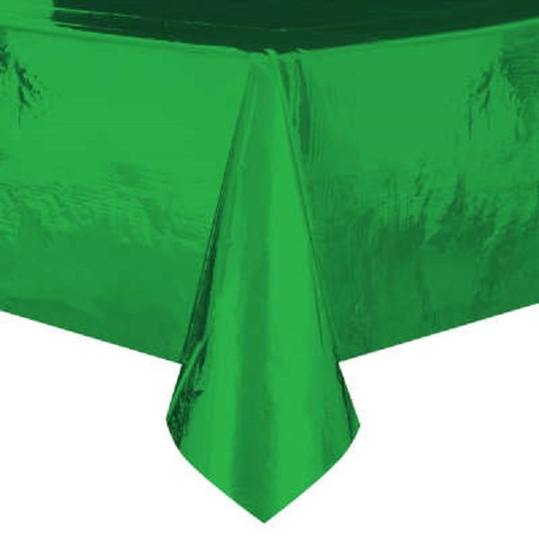 Mantel Plástico Rectangular Verde Metalizado